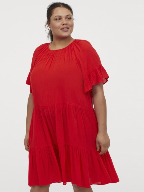 

H&M+ Women Red Solid Crinkled Dress