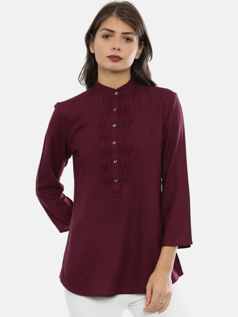 

IDK Women Burgundy Solid Top