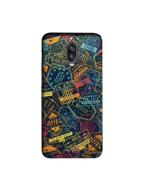 

macmerise Multicoloured Immigration Stamps Neon Pro OnePlus 6T Back Case, Multi