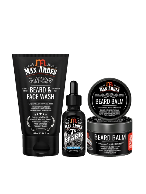 

Man Arden Beard And Face Grooming Combo Beard And Face Wash + Beard Oil + Beard Balm, Black