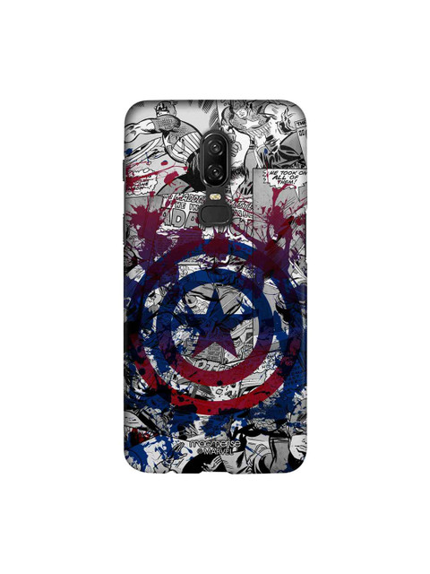 

macmerise Grey & Blue Marvel Comics Splash Out Shield Sublime OnePlus 6 Back Case