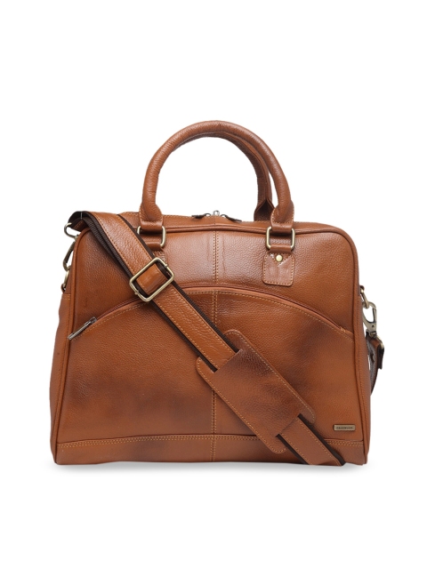 

Teakwood Leathers Unisex Tan Brown Solid Leather Laptop Bag