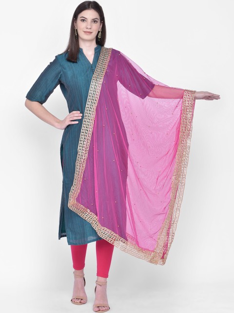 

Dupatta Bazaar Pink & Gold Embellished Dupatta