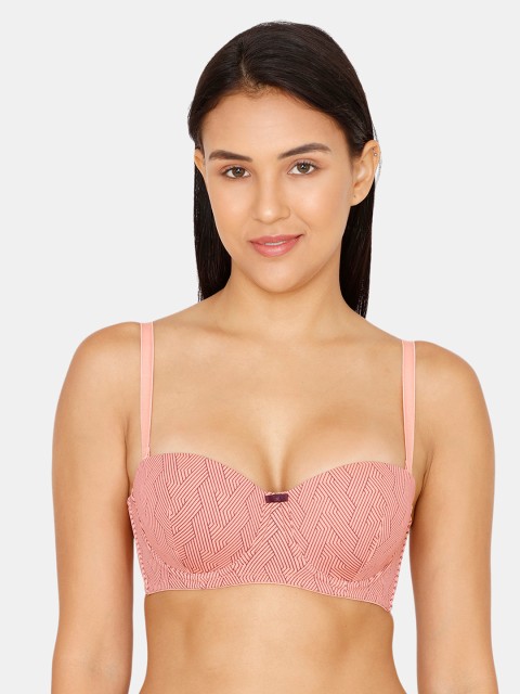 

Zivame Pink Printed Underwired Lightly Padded Balconette Bra ZI1971FASHA