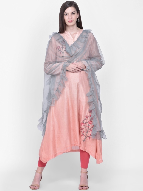 

Dupatta Bazaar Grey Solid Net Dupatta