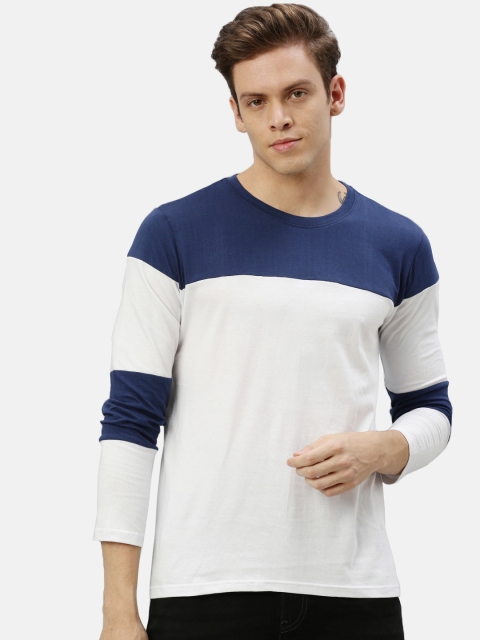 

ZALLEN Men White Colourblocked Round Neck T-shirt