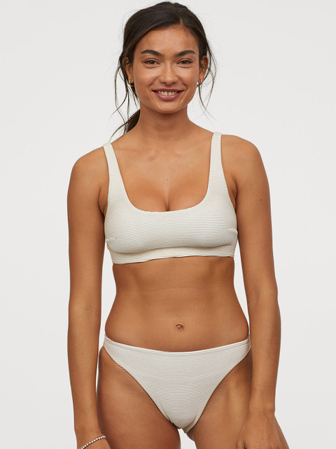 

H&M Off-White & Yellow Bikini Bottoms High Leg 0832331001