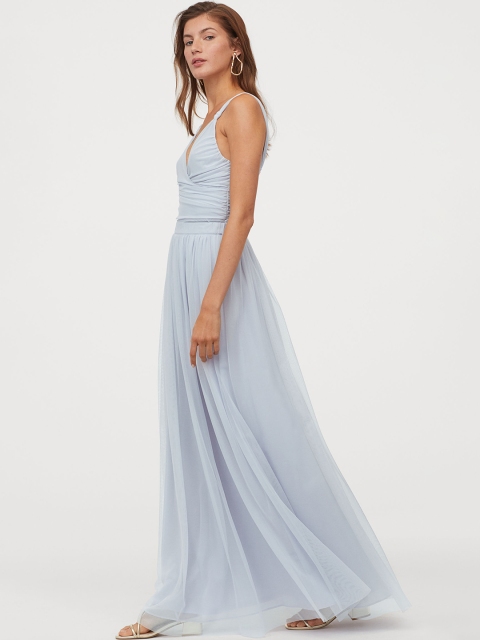

H&M Women Blue Solid Tulle Maxi Skirt