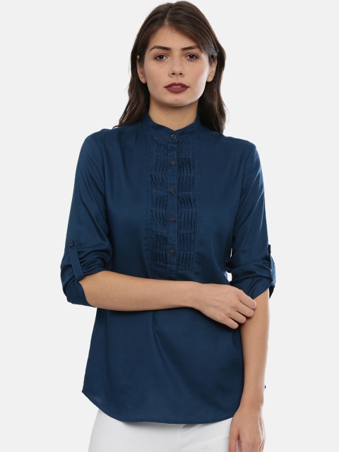 

IDK Women Navy Blue Solid Top