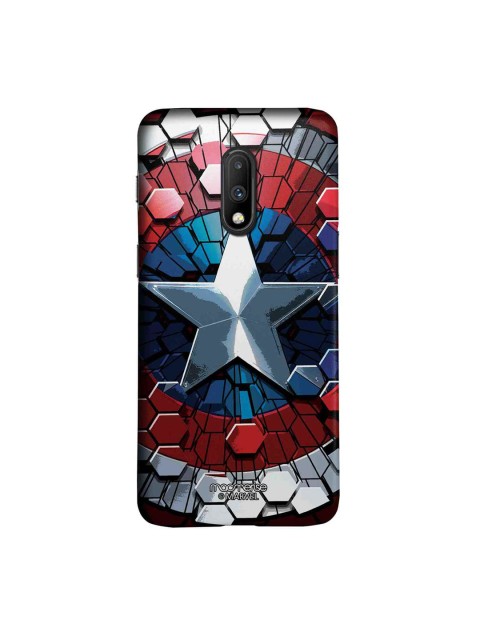 

macmerise Blue & Red Marvel Comics Captain America Hex Shield Sublime OnePlus 7 Back Cover