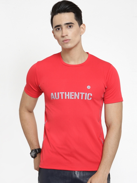 

BUKKUM Men Red Printed Round Neck T-shirt