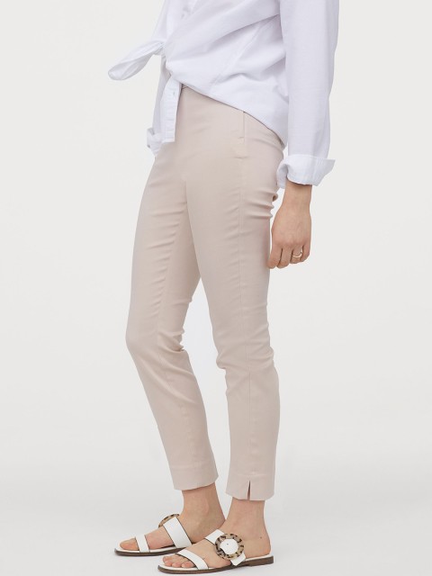 

H&M Women Pink Solid Ankle-Length Trousers