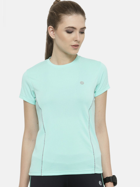 

BUKKUM Women Green Solid Round Neck T-shirt