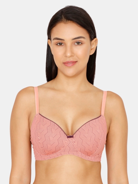 

Zivame Pink Printed Underwired Non Padded T-shirt Bra ZI1967FASHAPINK