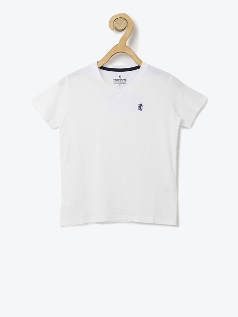 

Red Tape Boys White Solid V-Neck T-shirt