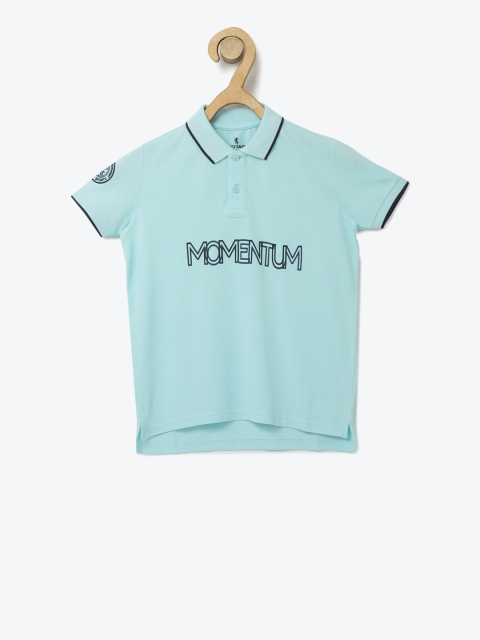 

Red Tape Boys Turquoise Blue Printed Polo Collar T-shirt