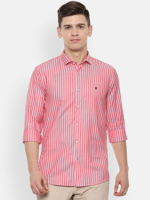 

Louis Philippe Sport Men Pink & White Slim Fit Striped Casual Shirt