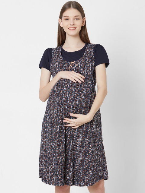 

Juliet Women Blue Printed Maternity Feeding Nightdress
