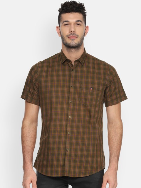 

Louis Philippe Sport Men Olive Green Slim Fit Checked Casual Shirt
