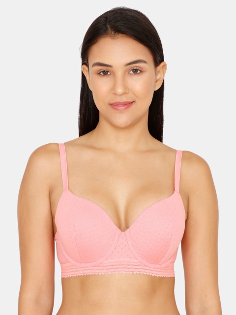 

Zivame Pink Self Design Underwired Lightly Padded T-shirt Bra ZI1961FASHAPINK