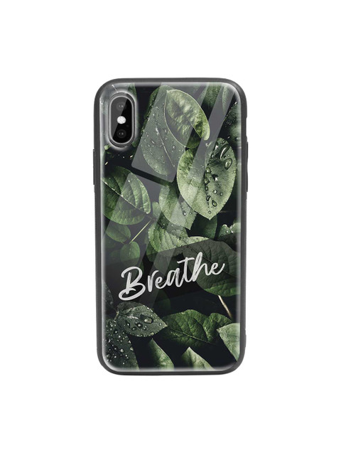 

Bewakoof Green & Black Breathe iPhone XS Glass Mobile Cover