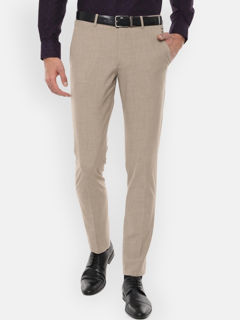 

Louis Philippe Men Beige Slim Fit Solid Formal Trousers