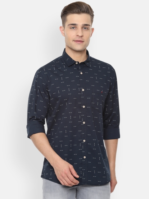 

Louis Philippe Jeans Men Navy Blue Printed Slim Fit Casual Shirt