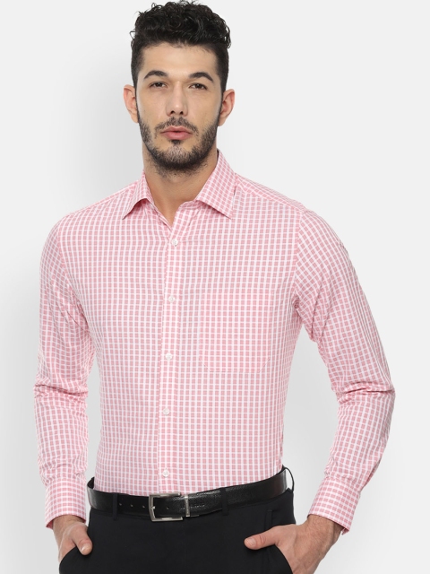 

Louis Philippe Men Pink & White Regular Fit Checked Formal Shirt