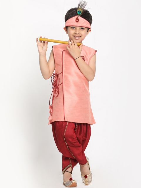 

JBN Creation Boys Pink & Maroon Embroidered Costume