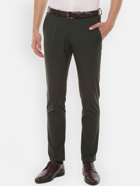 

Louis Philippe Men Olive Green Slim Fit Solid Formal Trousers