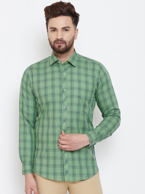 

Spirit Men Green Comfort Regular Fit Checked Casual Shirt