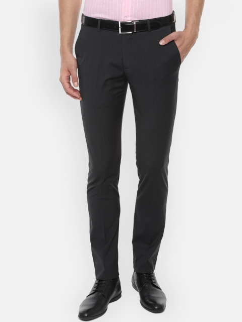 

Louis Philippe Men Black Slim Fit Checked Formal Trousers