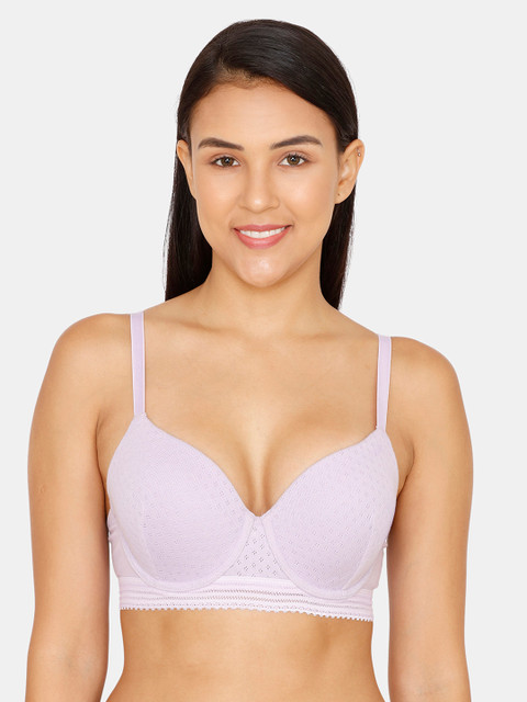

Zivame Lavender Self Design Underwired Lightly Padded T-shirt Bra ZI1961FASHJPURP