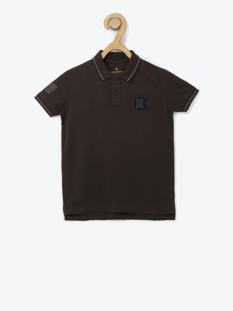 

Red Tape Boys Brown Solid Polo Collar T-shirt