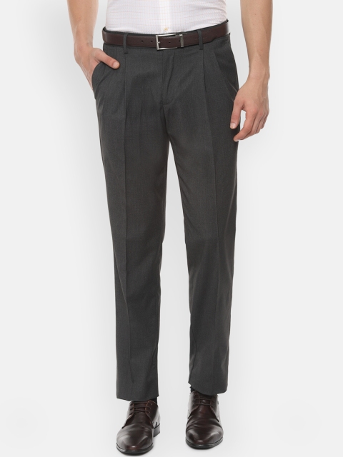 

Louis Philippe Men Grey Regular Fit Self Design Formal Trousers