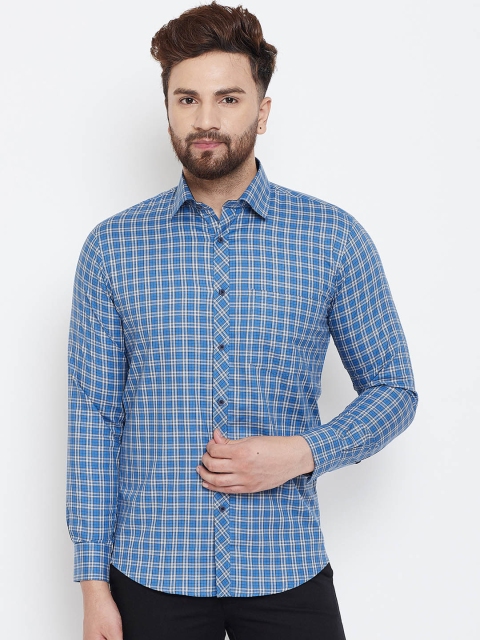 

Spirit Men Blue & White Regular Fit Checked Casual Shirt