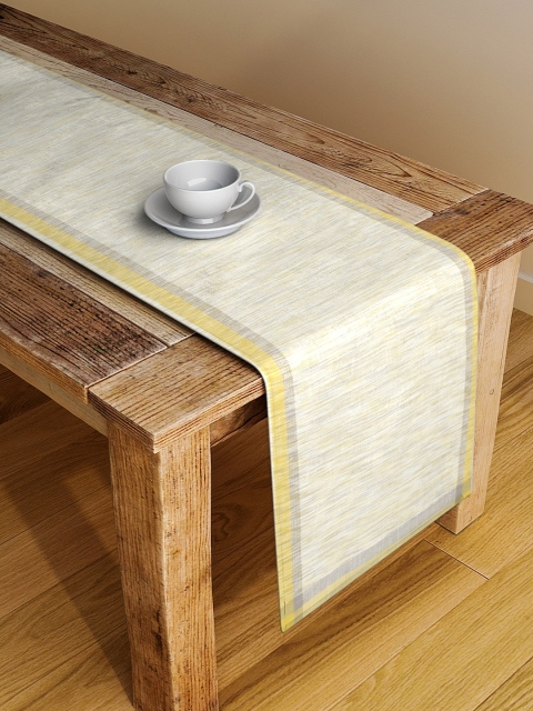 

NEUDIS Grey & Yellow Abstract Hand Woven Table Runner