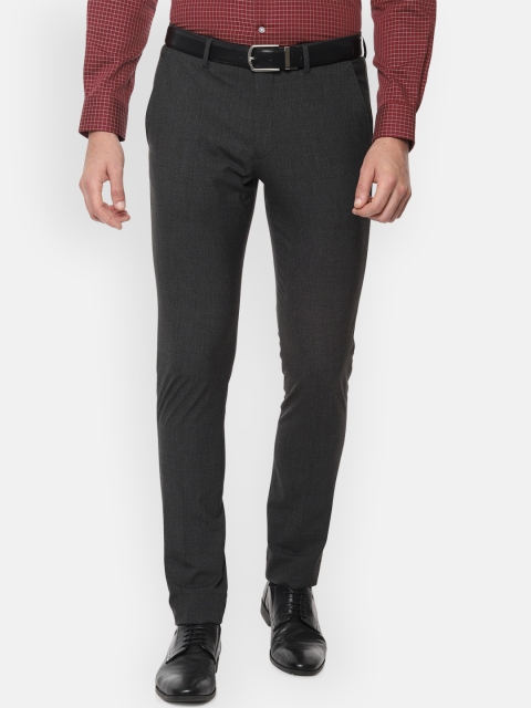 

Louis Philippe Men Charcoal Grey Slim Fit Self Design Formal Trousers