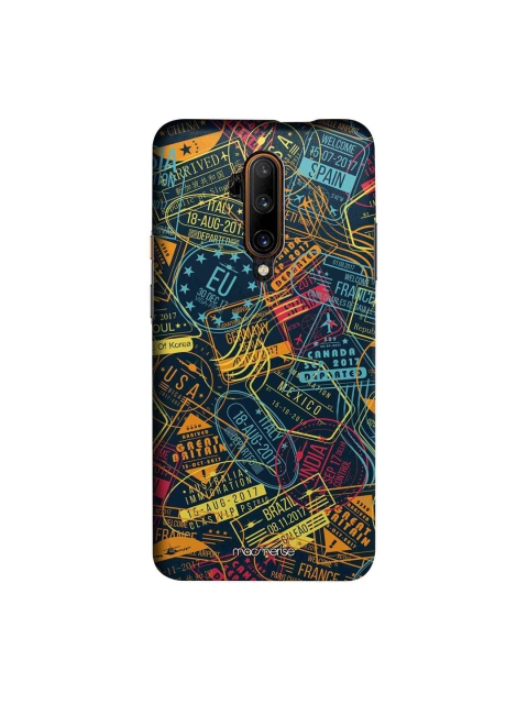 

macmerise Blue & Yellow Immigration Stamps Neon Sublime OnePlus 7T Pro Back Case