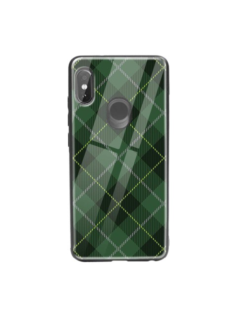 

Bewakoof Green & Black Tartan Print Xiaomi Redmi Note 5 Pro Glass Mobile Cover