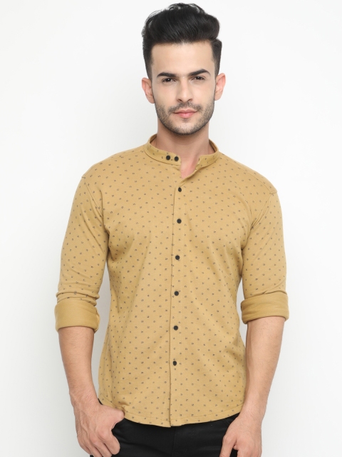 

WITH Men Beige & Black Slim Fit Printed Casual Shirt