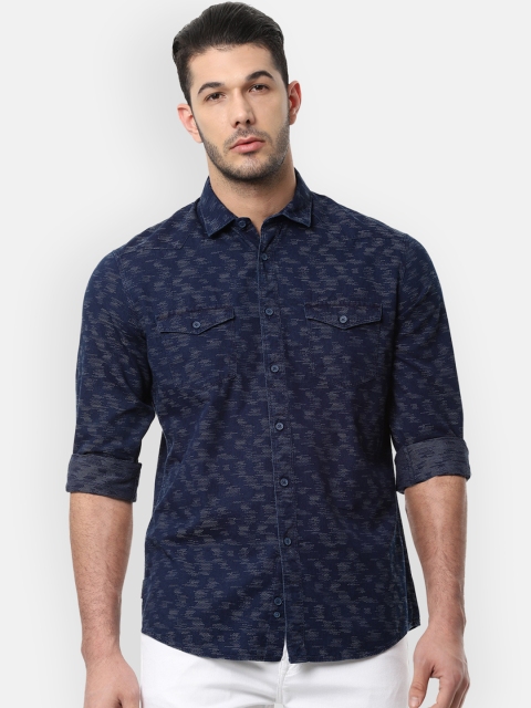 

Louis Philippe Jeans Men Navy Blue Printed Slim Fit Casual Shirt