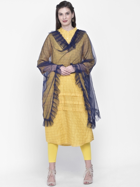 

Dupatta Bazaar Women Navy Blue Net Dupatta
