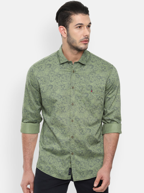 

Louis Philippe Jeans Men Green & Blue Printed Slim Fit Casual Shirt