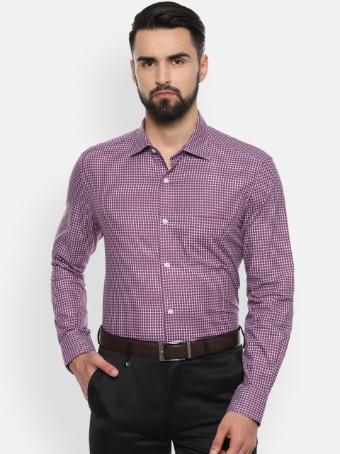 

Louis Philippe Men Purple & White Regular Fit Checked Formal Shirt