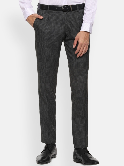 

Louis Philippe Men Black Regular Fit Self Design Formal Trousers