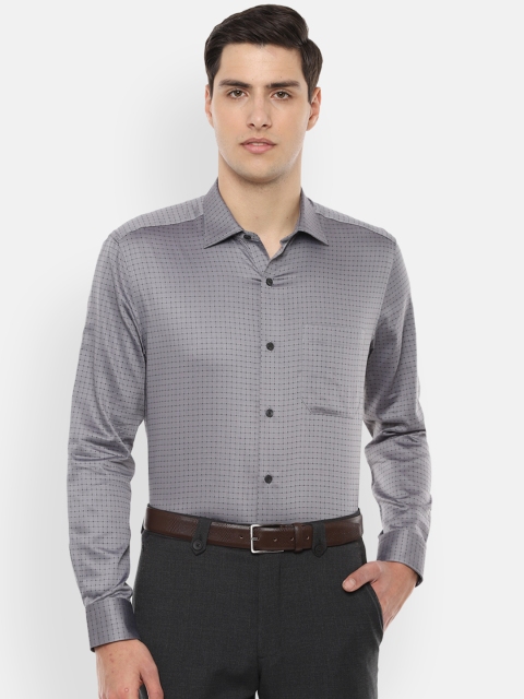 

Louis Philippe Men Grey & Black Regular Fit Checked Formal Shirt
