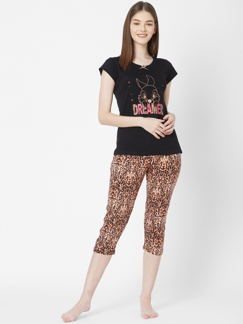 

Juliet Women Black & Brown Printed Night Suit