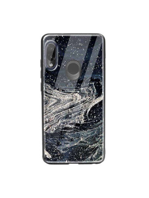

Bewakoof Black & Beige Abstract Glitter Xiaomi Redmi Note 7 Pro Glass Mobile Cover