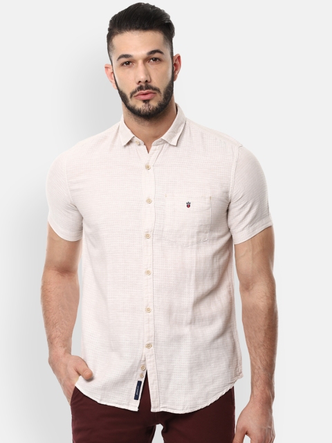 

Louis Philippe Sport Men Cream-Coloured Slim Fit Self Design Casual Shirt
